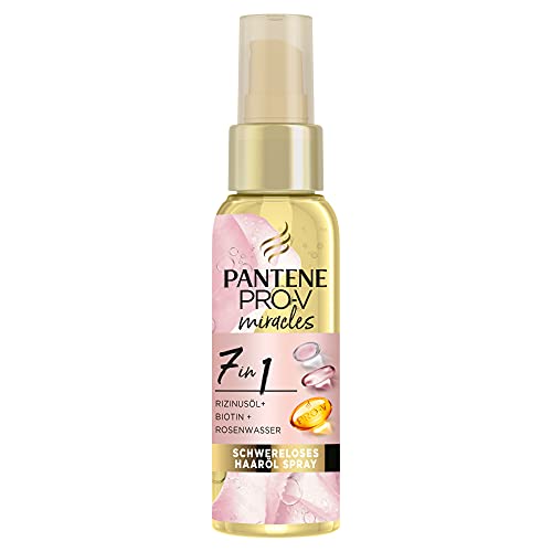 Pantene Pro-V Miracles 7-in-1 Schwereloses Haaröl Spray (100 ml), mit Rosenwasser, Biotin & Rizinusöl, Haarpflege Glanz, schützt vor Spliss, Styling und Hitzeschäden