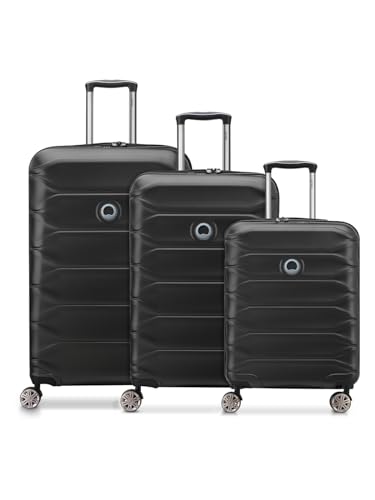 Delsey Hartgepäck Koffer-Set 3-teilig | Reise-Trolleys aus hochwertigem, robustem ABS und PC Material | für Damen und Herren | 4 Doppelrollen & TSA-Schloss | Meteor Serie