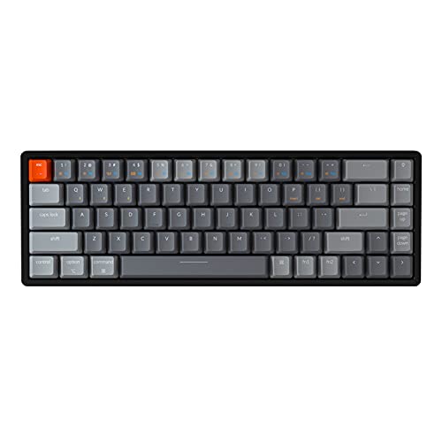 Keychron K6 Kompakte Tastatur mit 68 Tasten, kabellose Bluetooth/kabelgebundene mechanische Tastatur mit RGB-LED-Hintergrundbeleuchtung, Aluminiumrahmen, kompatibel mit Mac Windows, Gateron Brown