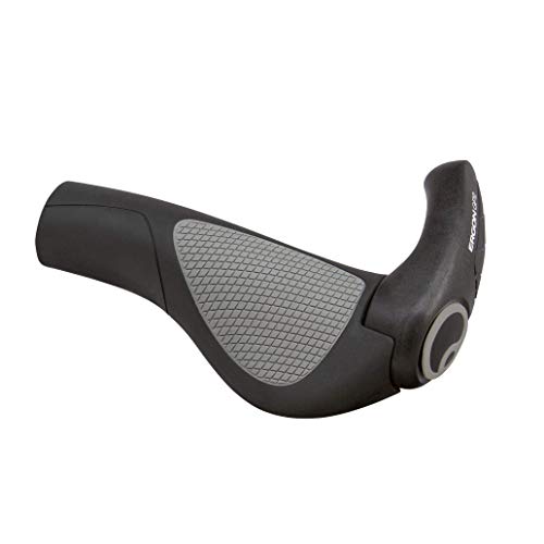 Ergon - GP2 Ergonomische Lock-on Fahrradgriffe mit Lenkerhörnchen | Regulär kompatibel | für Touring- und Mountain Bikes | Large | schwarz/grau