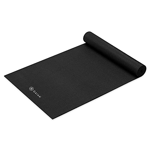 Gaiam Yogamatte, hochwertig, einfarbig, rutschfeste Trainings- und Fitnessmatte für alle Arten von Yoga, Pilates und Bodentraining, schwarz, 5 mm, 68 x 61 x 5 mm