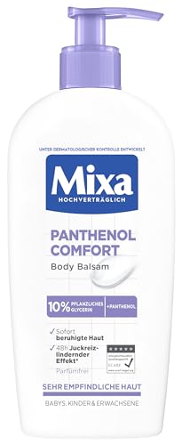Mixa Panthenol Body Lotion, juckreizlindernder und beruhigender Balsam, mit Panthenol und pflanzlichem Glycerin, für empfindliche, sensible Haut, mildert Juckreiz Mixa Panthenol Comfort, 250 ml