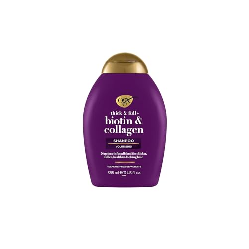 OGX Biotin & Collagen Shampoo (385 ml), kräftigendes Haarshampoo für feines & dünnes Haar, mit Vitamin B7 Biotin & Kollagen, ohne Sulfate