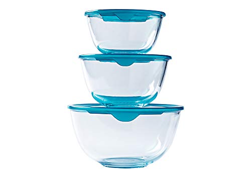 Pyrex® Prep & Store Glasschüsseln mit Deckel, robust, 0,5 l, 1 l, 2 l, BPA-frei, 3 Stück