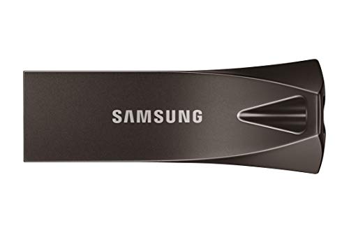 Samsung BAR Plus USB-Stick Typ-A, 64 GB, 200 MB/s Lesen, 30 MB/s Schreiben, widerstandsfähiger USB 3.1 Flash Drive mit Schlüsselring, Titan Gray, MUF-64BE4/APC