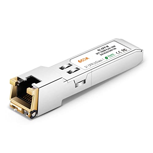 6COMGIGA Gigabit SFP Transceiver, 1000Base-T RJ45 Kupfermodul für Cisco GLC-T, Ubiquiti, Netgear, D-Link, Supermicro, TP-Link, bis zu 100 m