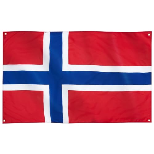 Runesol Norwegen Flagge, 91x152cm (3ft x 5ft), 4 Ösen, norwegische Flagge, Nordische Fahne, Länderflagge Norwegen, Premium-Fahnen für drinnen und draußen, lebendige Farben