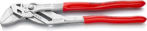 KNIPEX Zangenschlüssel, verchromt, 250 mm, greift stufenlos bis 52 mm, Feinverstellung per Knopfdruck, Schraubenschlüssel, Armaturenzange, 86 03 250