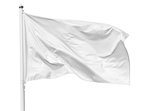 PHENO FLAGS Weiße Fahne zum selber gestalten - Wetterfeste Fahne 90x150 cm mit integrierten Metallösen und doppelt umsäumten Rand - Weiße Flagge zum bemalen und beschriften - 100% Polyester