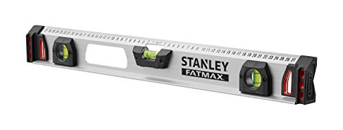 Stanley FatMax Wasserwaage II (60 cm Länge, magnetisch, 1 horizontale/2 vertikale Libellen, Aluminiumkorpus) 1-43-554
