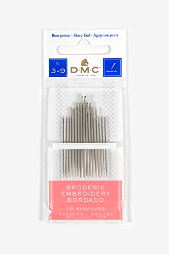 DMC - Sticknadeln - mit spitzem Ende, ideal für das Besticken fast aller Stoffarten | 16 Stück