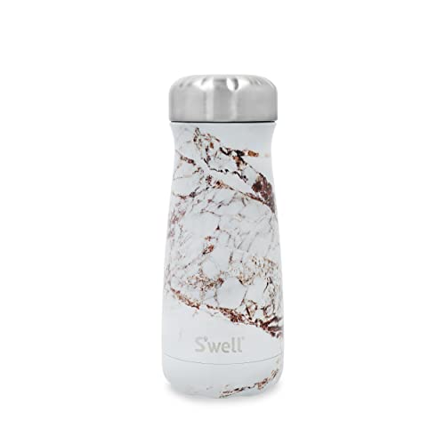 S'well Traveler Drinks Bottle, Calacatta Gold, 470ml. Vacuum-Insulated Travel Bottle Keeps Drinks Cold and Hot - BPA-Free Stainless Steel Water Bottle
