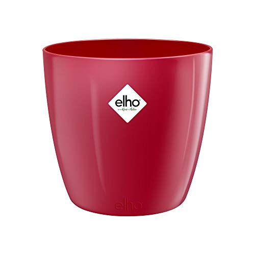 elho Brussels Diamond Rund 22 - Blumentopf für Innen - 100% recyceltem Plastik - Ø 22.4 x H 20.1 cm - Rot/Lovely Rot