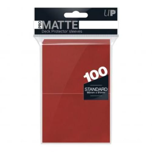 Ultra Pro 84516 Kartenhüllen, Standardgröße, Profi-Hüllen, matt, 100 Stück, rot