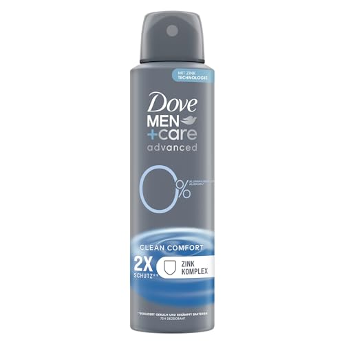 Dove Men+Care advanced 0% Deo-Spray Clean Comfort mit Zink-Komplex und 2-fach Schutz ohne Aluminiumsalze 150 ml