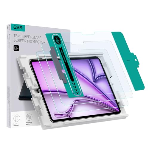 ESR Schutzfolie für iPad Air 13 Zoll M2 (2024), iPad Air 2024 Displayschutzfolie aus gehärtetem Glas mit einfach anzubringender Ablage, kratzfest, HD Klarheit, 2 Stück