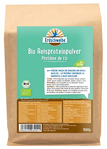 Erdschwalbe Bio Reisprotein - Veganes Eiweißpulver - 1 Kg