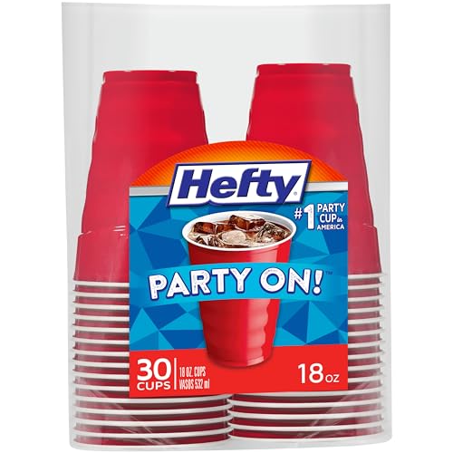 { 30 Stück} Hefty Ultimate Red Partybecher Rot Beer Pong Trinkbecher Extra stark einfachen Griff rissfest