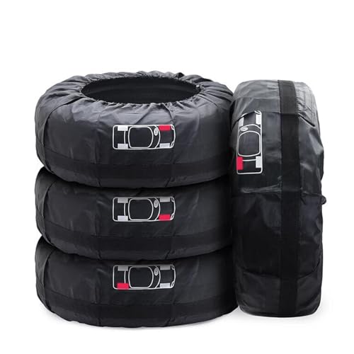 Geloo Reifentaschen Set 18-22 Zoll 4 Stück Reifenaufbewahrung Waterproof Staubdicht Reifenbezug Reifenschutzhülle für Sauberer Transport und Lagerung Schwarz (Durchmesser 80 cm)