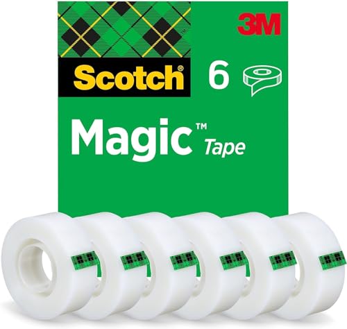 Scotch Magic Tape - 6 Rollen, 19 mm × 33 m - Unsichtbares Klebeband für allgemeine Zwecke zur Reparatur, Etikettierung und Versiegelung von Dokumenten