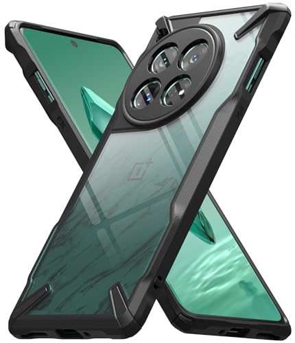 Ringke Fusion-X Kompatibel mit OnePlus 12 Hülle [Fallschutz in Militärqualität] Anti-Kratzt Rückseite Stoßstange Schutzhülle mit Handykette Löcher - Black