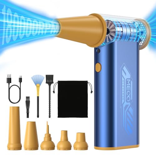 MECO ELEVERDE StaubgebläSe Luftdruckspray, 4-Gang 180000 U/Min Mini Elektrische Compressed Air Duster, Turbo Gebläse for PC Reinigung, 8000mah Akku Druckluft Dust Blower für Auto, Männer, Frauen, Blau