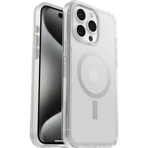 OtterBox Symmetry Clear für MagSafe transparente Hülle für iPhone 15 Pro Max, stoßfest, sturzsicher, schützende Hülle, 3x getestet nach Militärstandard, Transparent