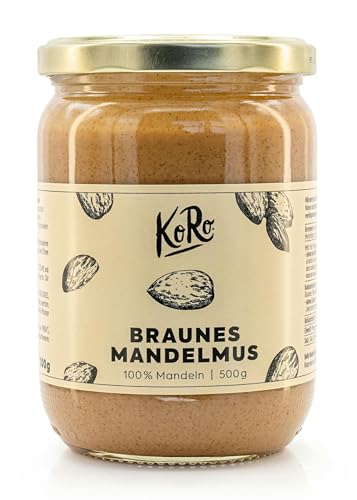 KoRo - Mandelmus Braun 500 g - ohne Zuckerzusatz* und Salz - 100% ungeschälte & geröstete Mandeln - Nuss Creme ohne Zusätze