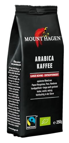 Mount Hagen Bio FT Naturland Röstkaffee Arabica, ganze Bohne, entkoffeiniert, 250 g