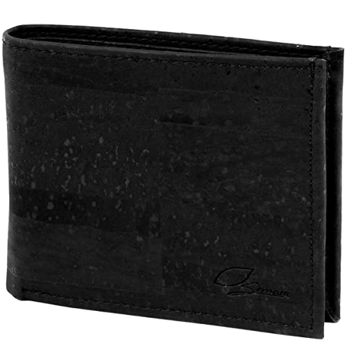 Simaru Geldbeutel Geldbörse Portmonee Vegan aus Kork,Portemonnaie mit RFID Schutz, hochwertiges Korkleder, vegane Geldbörse (Schwarz)