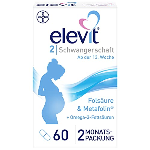 Elevit 2 - Schwangerschaftsvitamine für Mutter und Kind - Vitamine, Mineralstoffe & Omega-3-Fettsäuren - ab der 13. Schwangerschaftswoche - 1x 60 Kapseln