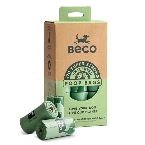 Beco Starke und große Kotbeutel – 270 Beutel (18 Rollen mit je 15 Stück) – geruchlos – Spenderkompatible Hundekotbeutel