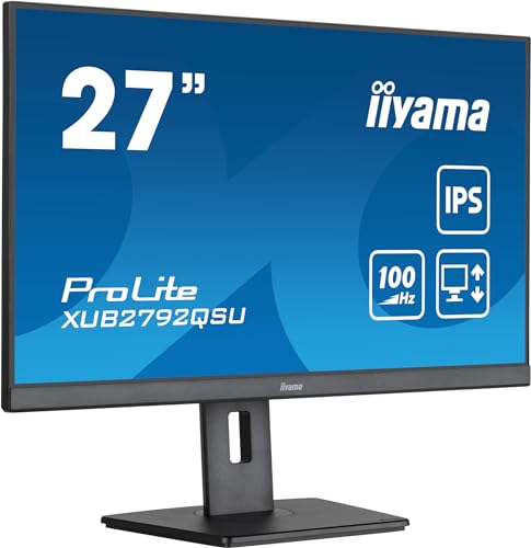 iiyama Prolite XUB2792QSU-B6 68,5cm 27' IPS LED-Monitor WQHD 100Hz HDMI DP USB3.2 FreeSync Höhenverstellung Pivot schwarz