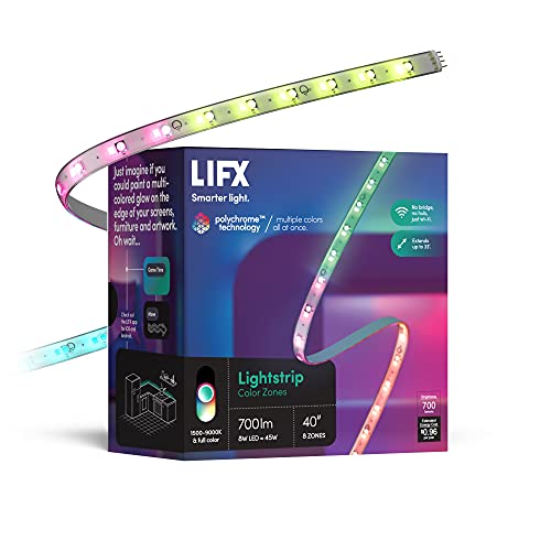 LIFX Lightstrip, 9,3 cm Starter-Set, WLAN-Smart-LED-Lichtleiste, Vollfarbe mit Polychrom-Technologie, keine Bridge erforderlich, funktioniert mit Alexa, Hey Google, HomeKit und Siri