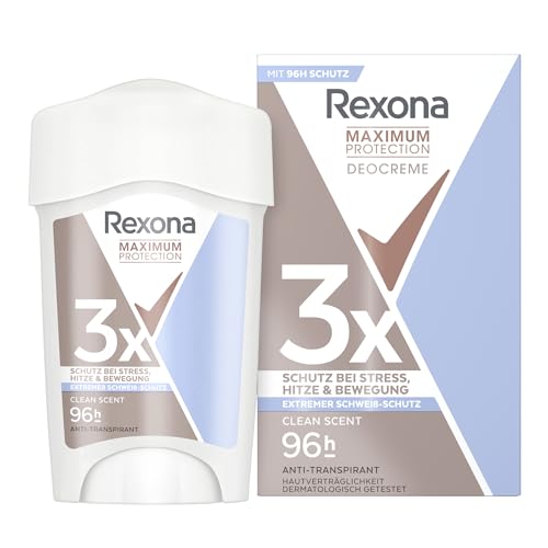 Rexona Maximum Protection Deo Creme Clean Scent - Anti-Transpirant mit 96 Stunden Schutz gegen starkes Schwitzen und Körpergeruch - 45 ml (1er-Pack)