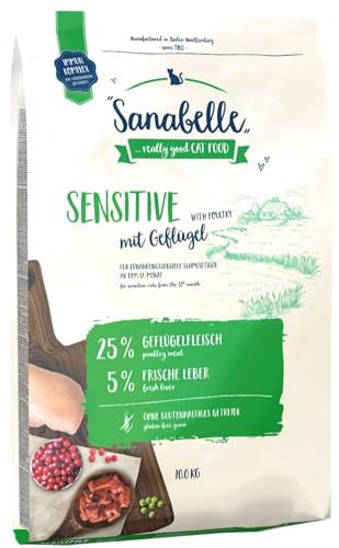 Sanabelle Sensitive mit Geflügel | Katzentrockenfutter für ernährungssensible Katzen | 1 x 10 kg
