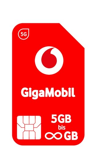 Vodafone GigaMobil Triple SIM | Wähle Deinen Mobilfunk-Tarif von 5GB bis Unlimited Datenvolumen | Aktion 24x20% Tarifrabatt | 5G-Netz | Telefon- SMS-Flat | EU-Roaming