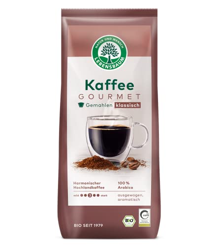 Lebensbaum Bio Kaffee Gourmet Klassisch – 500 g gemahlener Kaffee, naturmild, aromatisch, 100% Bio Arabica Kaffeebohnen, Intensität 3/5