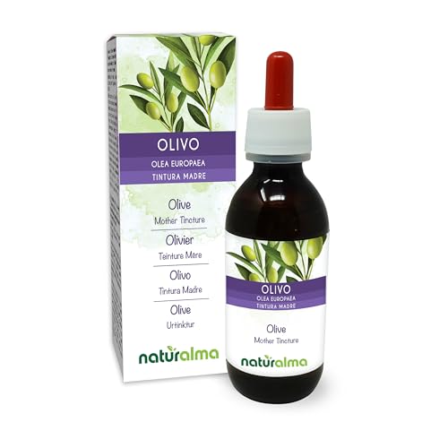 Olive (Olea europaea) Blätter Alkoholfreier Urtinktur Naturalma | Flüssig-Extrakt Tropfen 120 ml | Nahrungsergänzungsmittel | Veganer