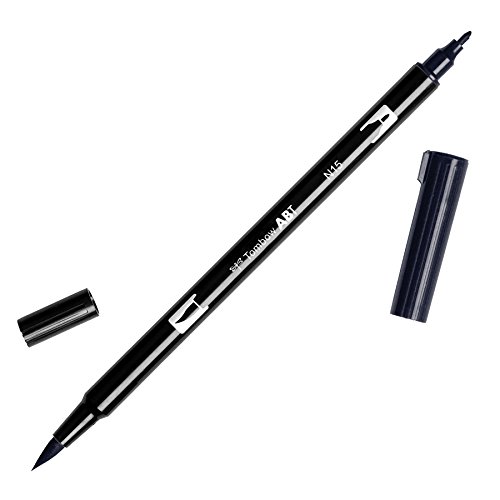 Tombow ABT-N15 Fasermaler Dual Brush Pen mit zwei Spitzen, black