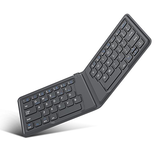 MoKo Faltbare Tastatur Universal, Tragbare Kabellose Bluetooth Tastatur, Wiederaufladbar Ultradünn Bluetooth Keyboard Ergonomisch, Kompatibel mit iOS, Android Windows Tablet Smartphone Laptop, Grau
