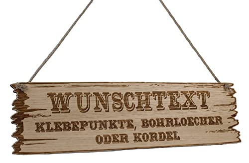 Generisch Schild personalisiert aus Holz mit Gravur selbst gestalten - Eiche Holzschilder 28-59 cm Western Art Wunschtext