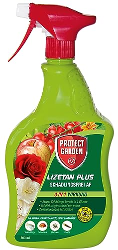 PROTECT GARDEN Lizetan Plus Schädlingsfrei AF, Blattlausfrei, Blattläuse und Schädlinge bekämpfen an Zierpflanzen, Rosen, Obst und Gemüse, 800 ml Spray
