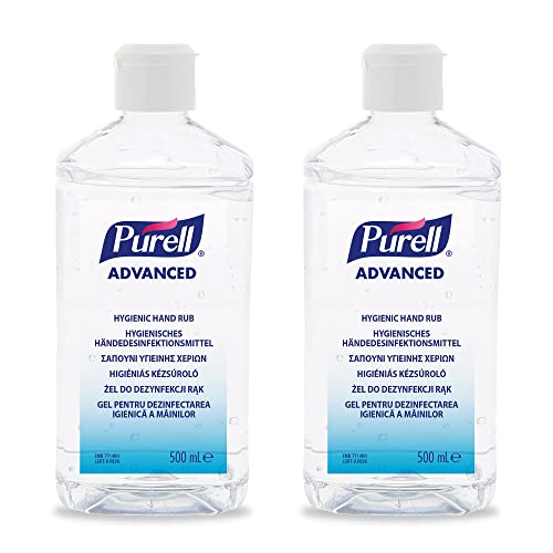 PURELL Advanced Hygienisches Desinfektionsmittel für Hände für Desinfektionsspender Eurospender Armhebelspender 500ml – Doppelpack Nachfüllung