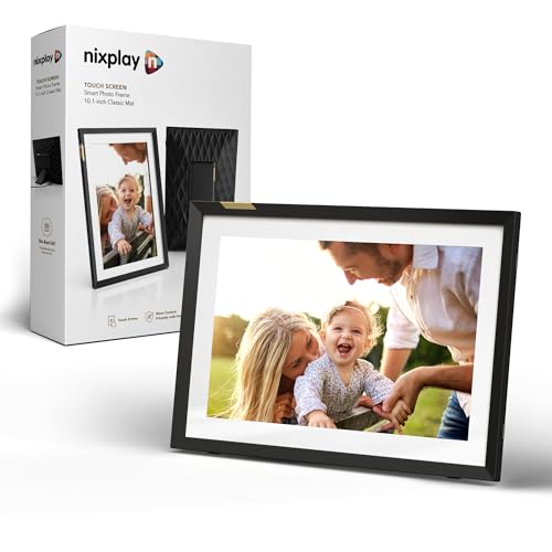 Nixplay 10.1 Zoll Touchscreen Smart Digitaler Bilderrahmen mit WiFi (W10P), Classic Mat Schwarz, Videoclips und Fotos sofort per E-Mail oder App teilen…
