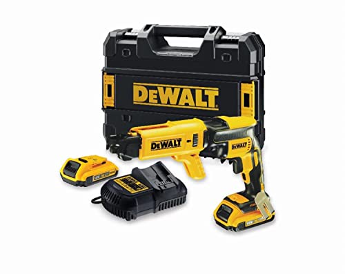 DeWalt Schnellbauschrauber Mit Magazinvorsatz (2,0 Ah XR Akku, 18 Volt, Bürstenlos, Leicht Und Kompakt, Mit LED, Inkl. Zubehör, Magazinvorsatz, T STAK Box II Und 2x XR Li-Ion Akkus) DCF620D2K