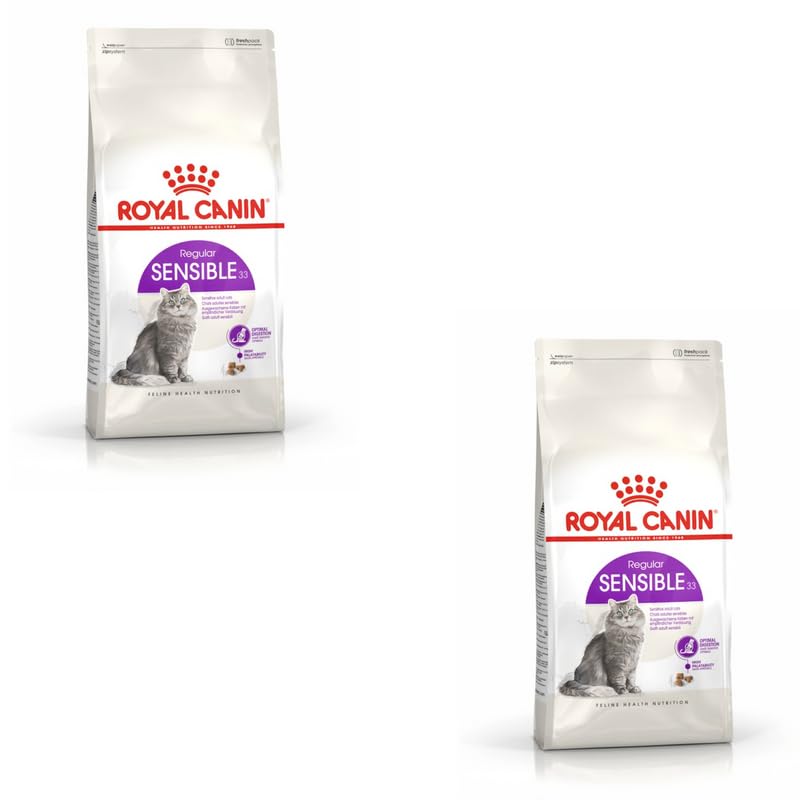 Royal Canin Regular Sensible 33 | Doppelpack | 2 x 400 g | Trockenfutter für ausgewachsene Katzen | Zur Unterstützung der Verdauung | Geeignet für Katzen mit hohem Energiebedarf