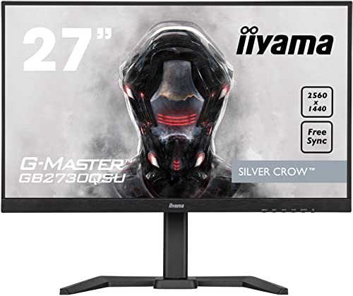 iiyama G-Master Silver Crow GB2730QSU-B5 68,5cm 27' Gaming Monitor WQHD DVI HDMI DP USB3.0 1ms-Reaktionszeit 75Hz FreeSync Höhenverstellung Pivot schwarz