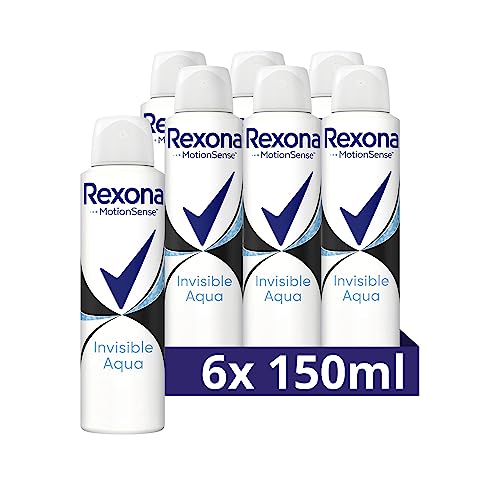 Rexona MotionSense Deo Spray Invisible Aqua Anti Transpirant mit 48 Stunden Schutz gegen Körpergeruch und Achselnässe 6x 150 ml