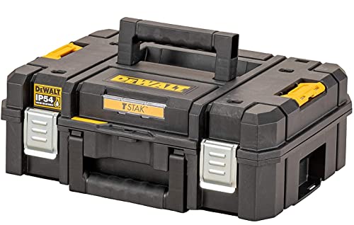 Dewalt T STAK II Werkzeugbox DWST83345-1 (Robuste Box, Schutzklasse IP54, 2 Handgriffe, Metallschließen, Etikettenhalter zur Beschriftung, anpassbare Schaumstoffeinlage) 1 Stück
